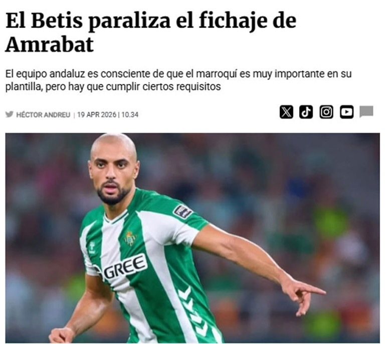 Amrabat için Fenerbahçeye transfer teklifi 2 ligden talip var