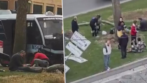 Beyoğlu’nda dolmuş bariyerlere çarptı: Yaralılar var