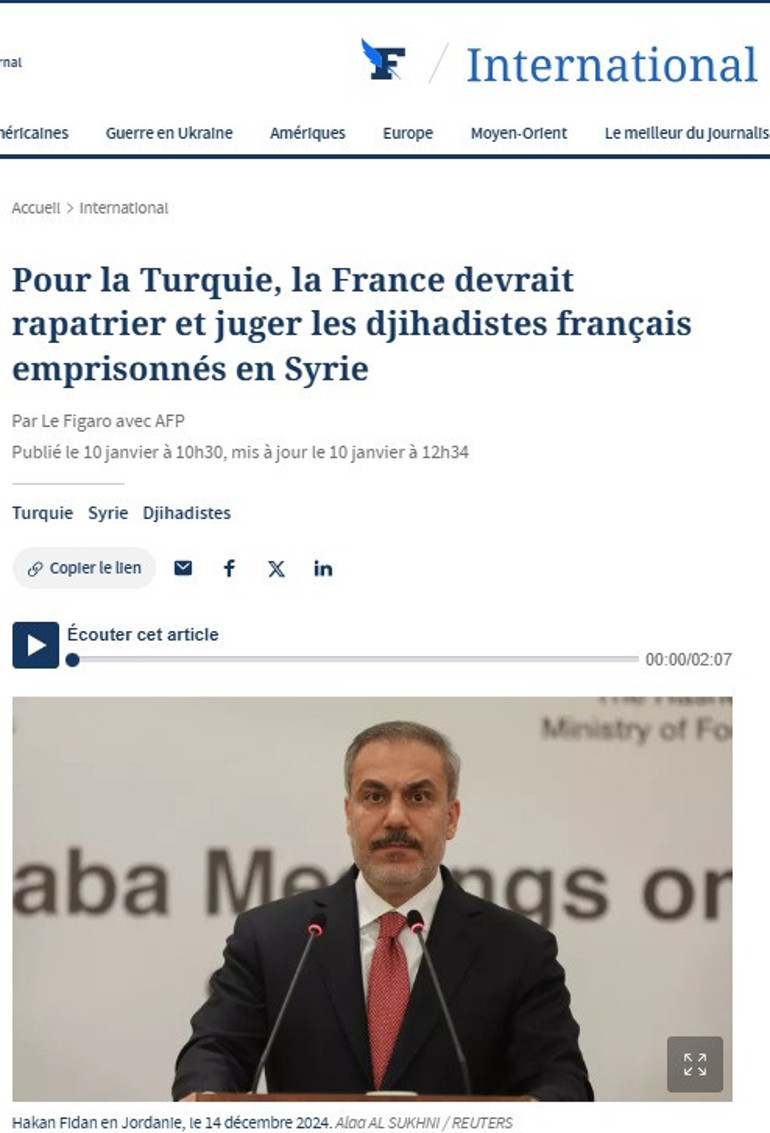 Dışişleri Bakanı Hakan Fidanın Fransa açıklaması dünya basınında gündem oldu