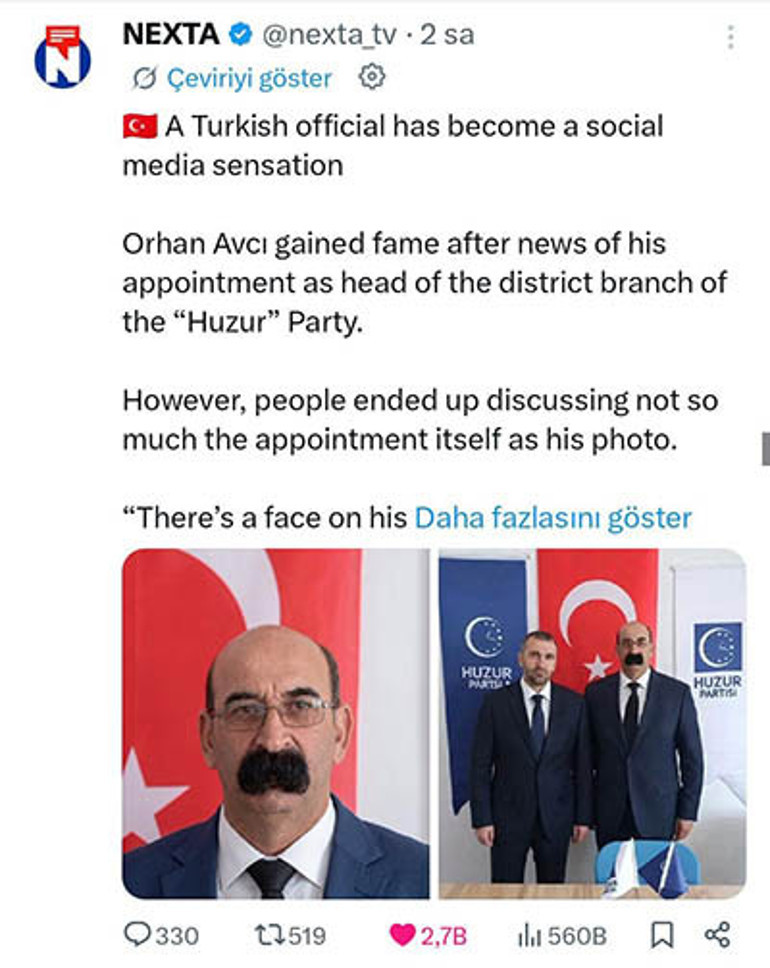 İlçe başkanı bıyıklarıyla dünyada gündem oldu: Bıyıklarımı çekemeyen, kıskanan da var