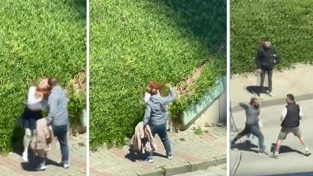 İstanbul’da zorba dehşeti: Görüntüleyenlere tehditler savurdu! Kadını dövüp sürükleyerek götürdü