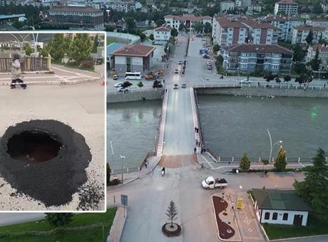 Amasya’da facianın eşiğinden dönüldü! Köprü girişinde çökme oluştu