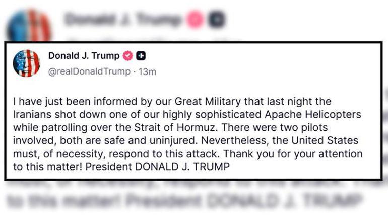 SON DAKİKA | Trump: İran, Hürmüz Boğazı’nda ABD helikopterini düşürdü 3 SON DAKİKA | Trump: İran, Hürmüz Boğazı’nda ABD helikopterini düşürdü
