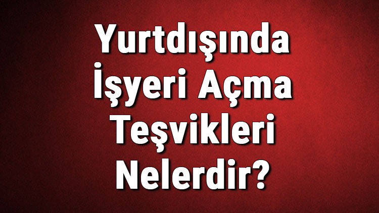 Yurtdışında İşyeri Açma Teşvikleri Nelerdir? Şirket Açma Teşviği Nasıl Alınır