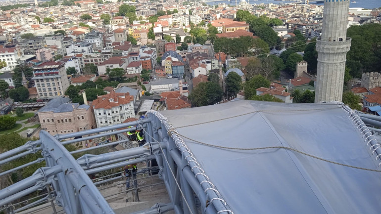 Ayasofyanın ibadete açılışının 6. yılında ana kubbe restorasyonunda yeni dönem: Özgün doku korunacak
