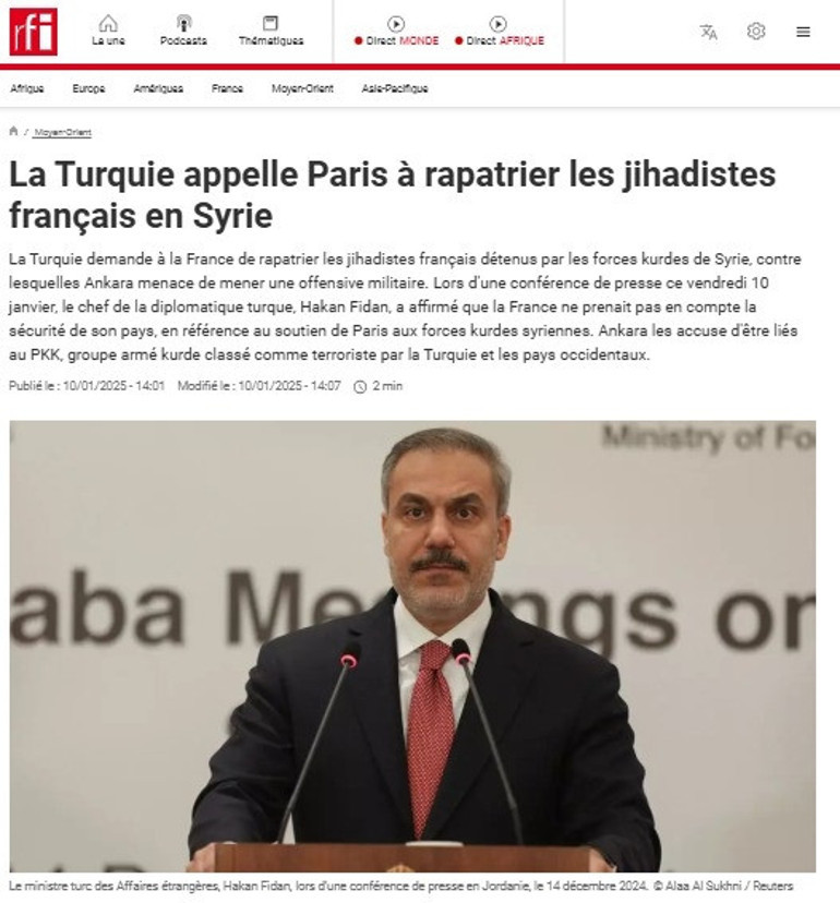 Dışişleri Bakanı Hakan Fidanın Fransa açıklaması dünya basınında gündem oldu