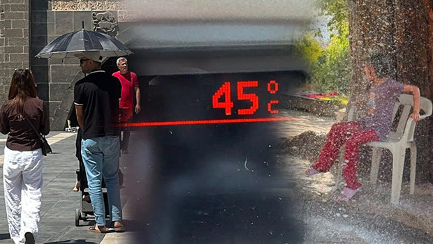 Diyarbakır’da kavurucu sıcaklar! Termometreler 45 dereceyi gösterdi: ağaçtan sarkıtılan hortumla serinlediler