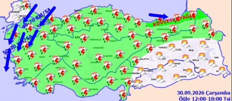 Hafta boyunca sürecek: Şiddetli sağanak yağış ve fırtına etkili olacak İstanbul dahil 20 ilde alarm verildi