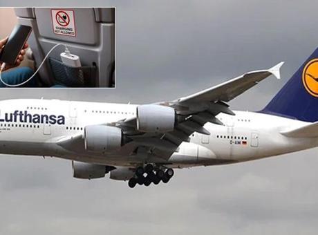 Havada büyük panik! Lufthansa uçağında taşınabilir şarj cihazı alev aldı