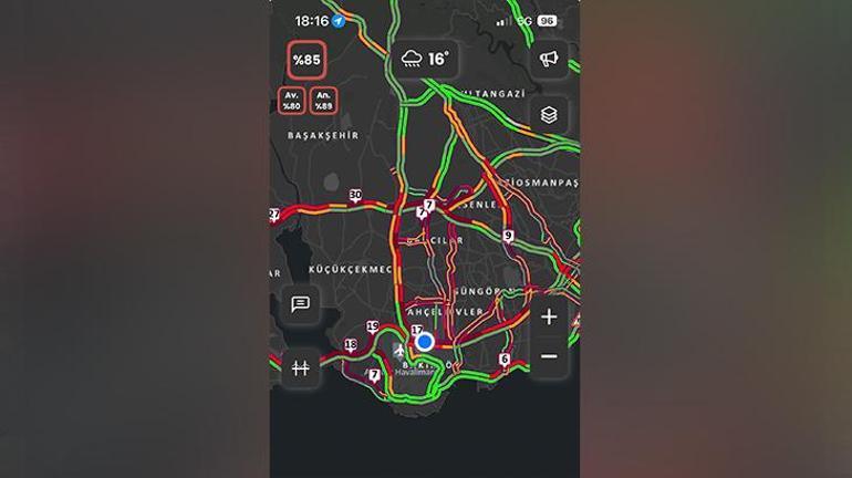 İstanbul'da iş çıkışı trafik yoğunluğu yüzde 85'e çıktı