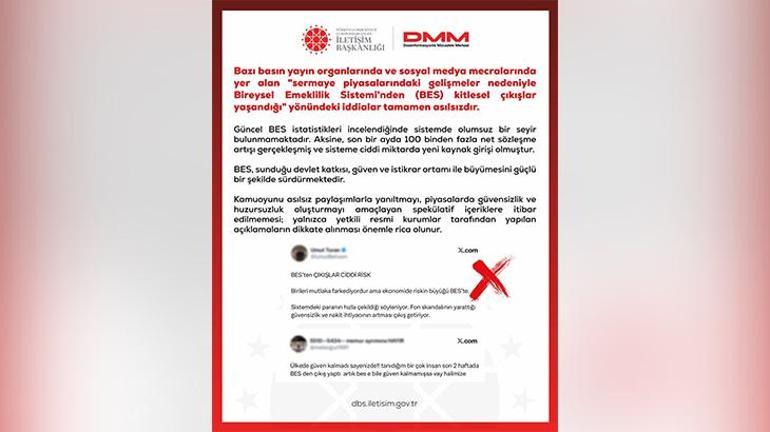 DMM'den Bireysel Emeklilik Sistemi'nden (BES) kitlesel çıkışlar yaşandığı iddiasına açıklama