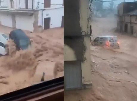 İspanya'da sel felaketi! Araçlar sürüklendi, 90 kişi mahsur kaldı