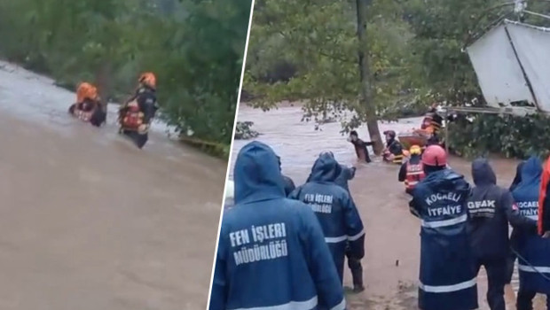 Kocaeli’de sel sularına kapılan 1 kişi halatlarla kurtarıldı! Kayıp 1 kişi ise aranıyor